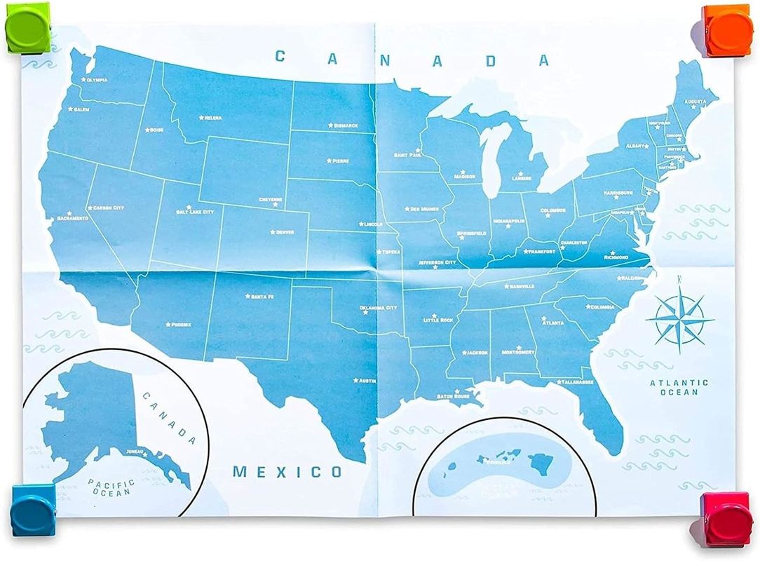 Wielobarwna mapa USA z 44 elementami magnetycznymi
