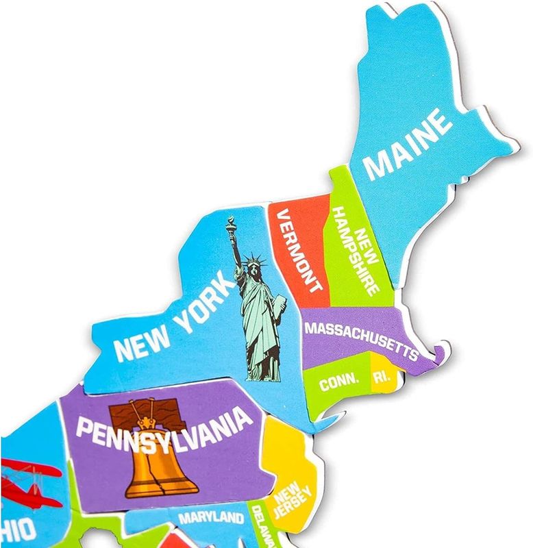 Wielobarwna mapa USA z 44 elementami magnetycznymi