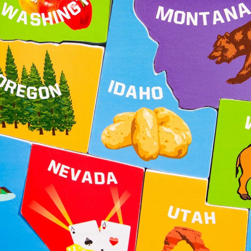 Wielobarwna mapa USA z 44 elementami magnetycznymi