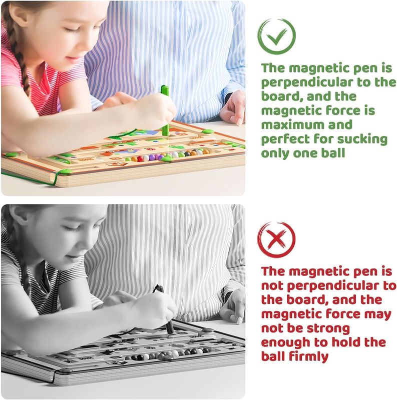 Silne drewniane magnetyczne deski do puzzli Kolor i numer Zabawki labiryntowe Montessori dla małych dzieci
