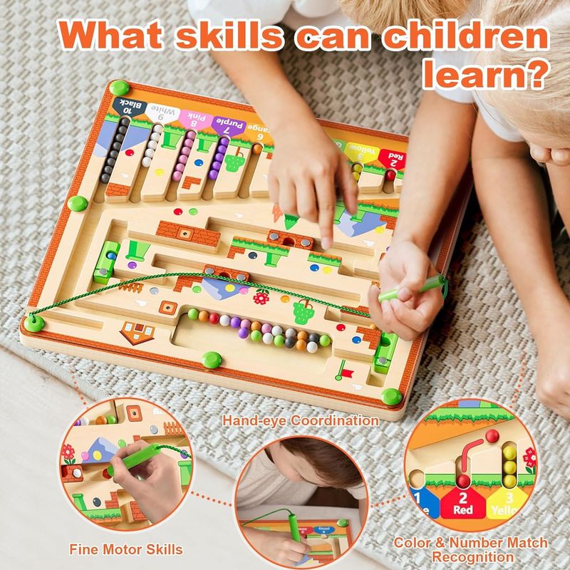 Silne drewniane magnetyczne deski do puzzli Kolor i numer Zabawki labiryntowe Montessori dla małych dzieci