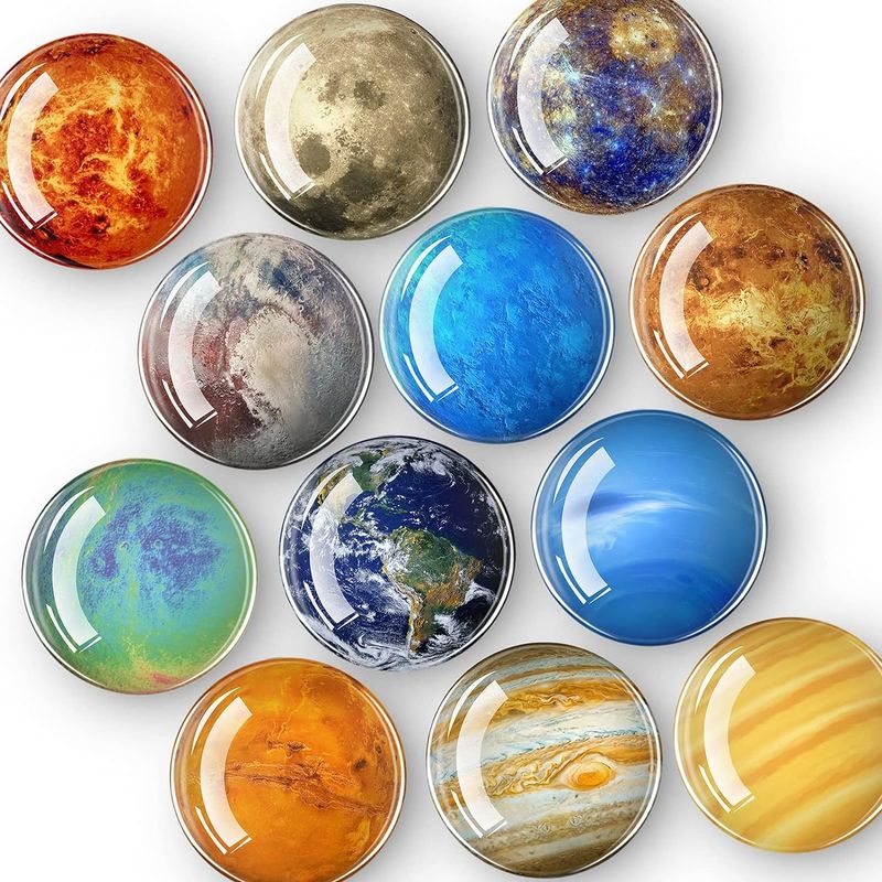 12PCS Potężne planety Szklany magnes lodówki do dekoracji tablicy nauczania