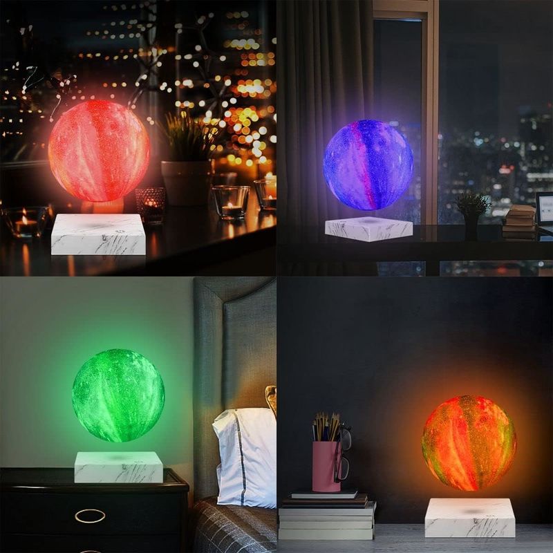 Rotacja Żywica Magnetyczna Lampa Lewitacyjna Pływająca Głowa Księżyca Z 16 Kolorami 3D