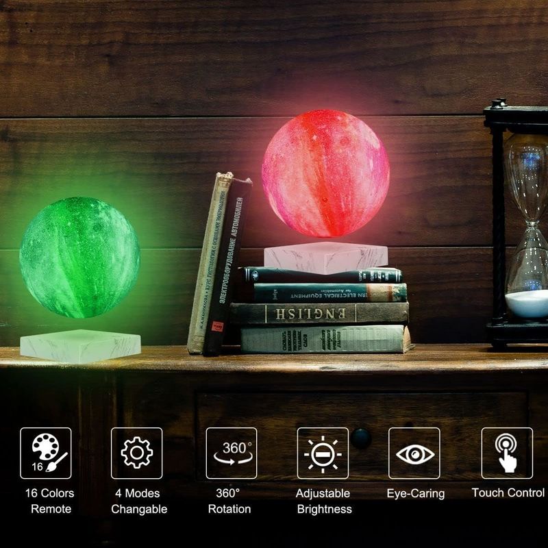 Rotacja Żywica Magnetyczna Lampa Lewitacyjna Pływająca Głowa Księżyca Z 16 Kolorami 3D