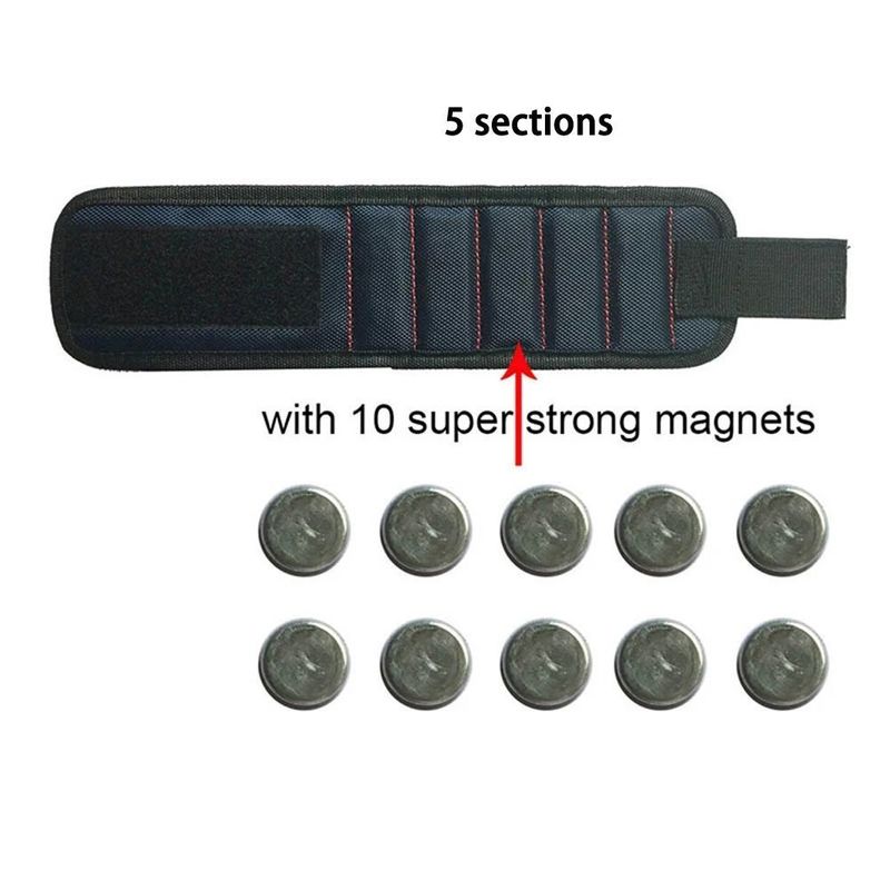 Magnetyczna bransoletka Przenośny magnetyczny worek narzędziowy do skrętu paznokci śrubki wiertła drill bit zestaw naprawy